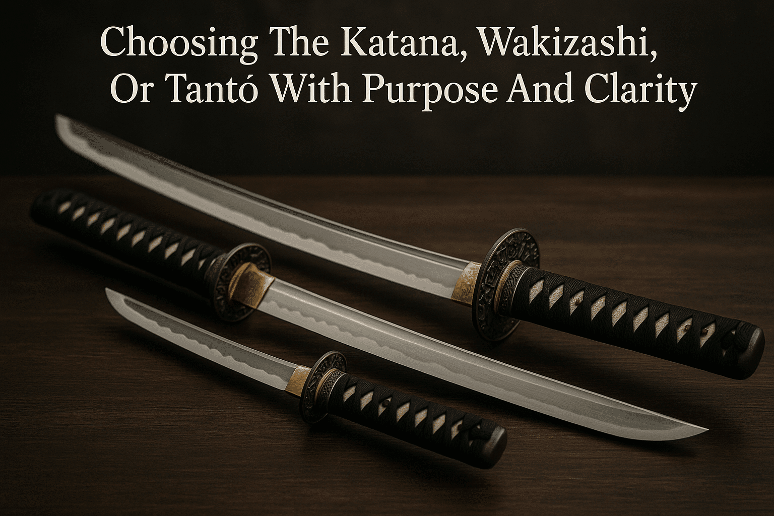 alt_text: An elegant cover featuring a katana, wakizashi, and tantō, reflecting Japanese sword culture.
