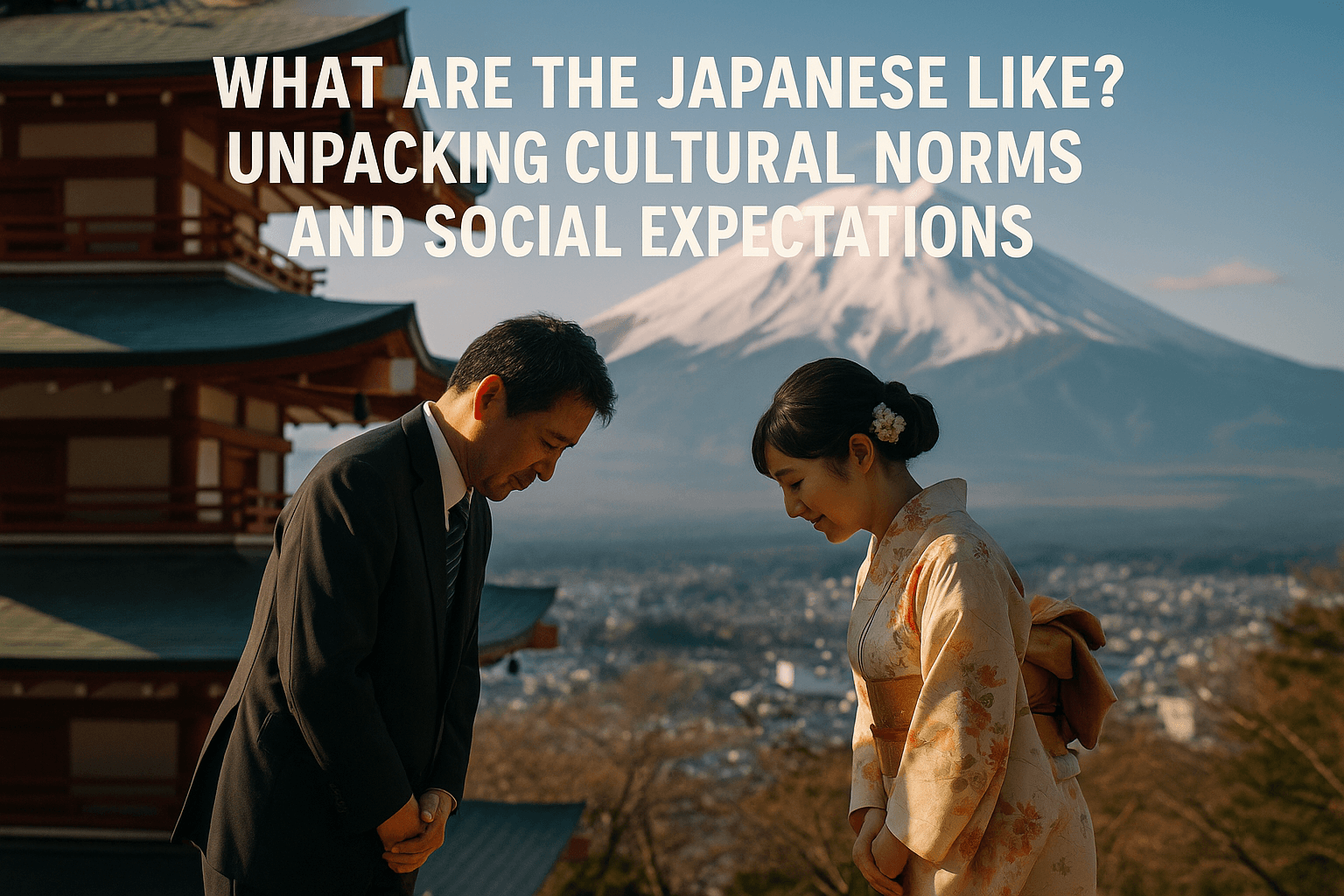 alt_text: A serene cover image blending tradition and modernity in Japan, featuring cultural symbols and polite interactions.