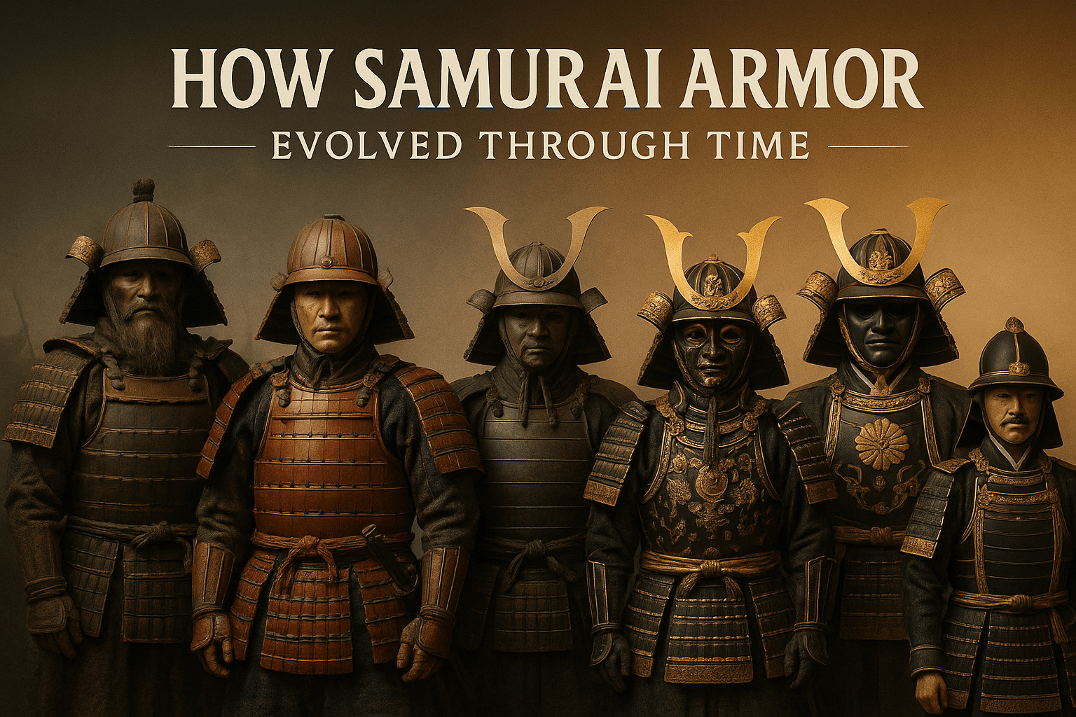 alt_text: A striking cover depicting the evolution of samurai armor from functional to ceremonial across eras.