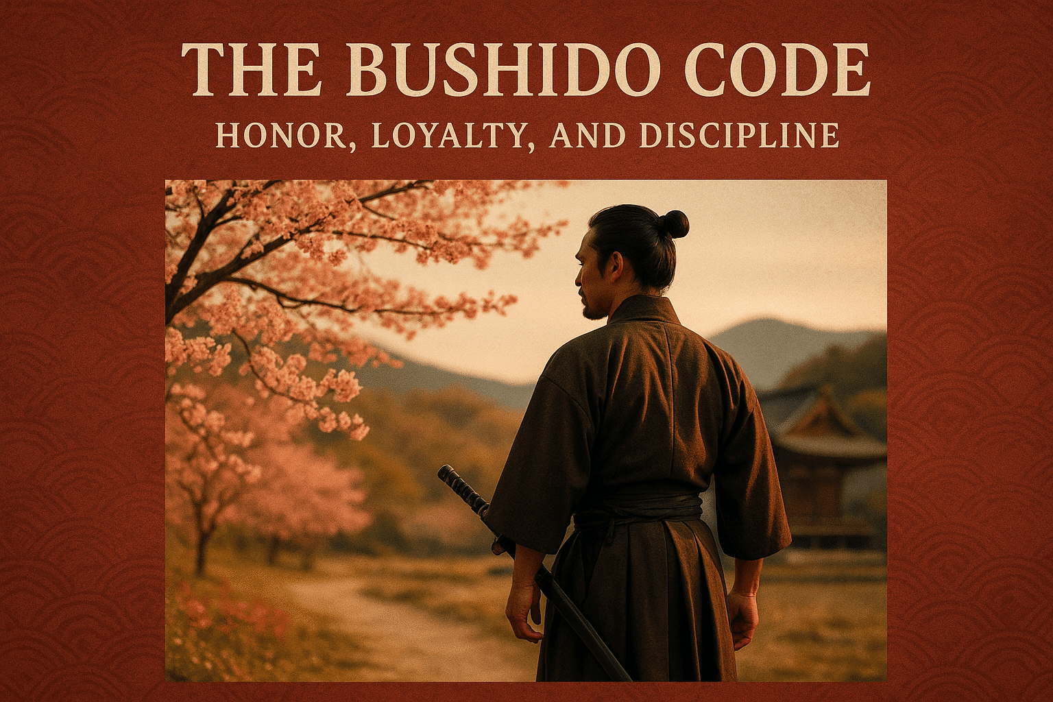 alt_text: A solitary samurai in a serene landscape embodies Bushido's honor, loyalty, and discipline.