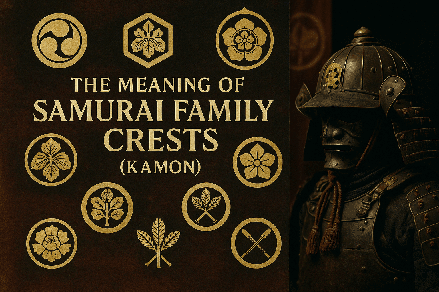 alt_text: "Elegant cover for an article on samurai family crests, featuring traditional motifs and striking colors."