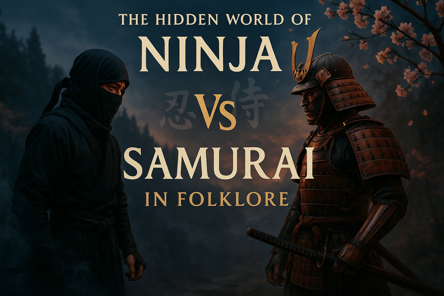 alt_text: "Book cover showcasing samurai and ninja in a mystical Japan, symbolizing honor and stealth."