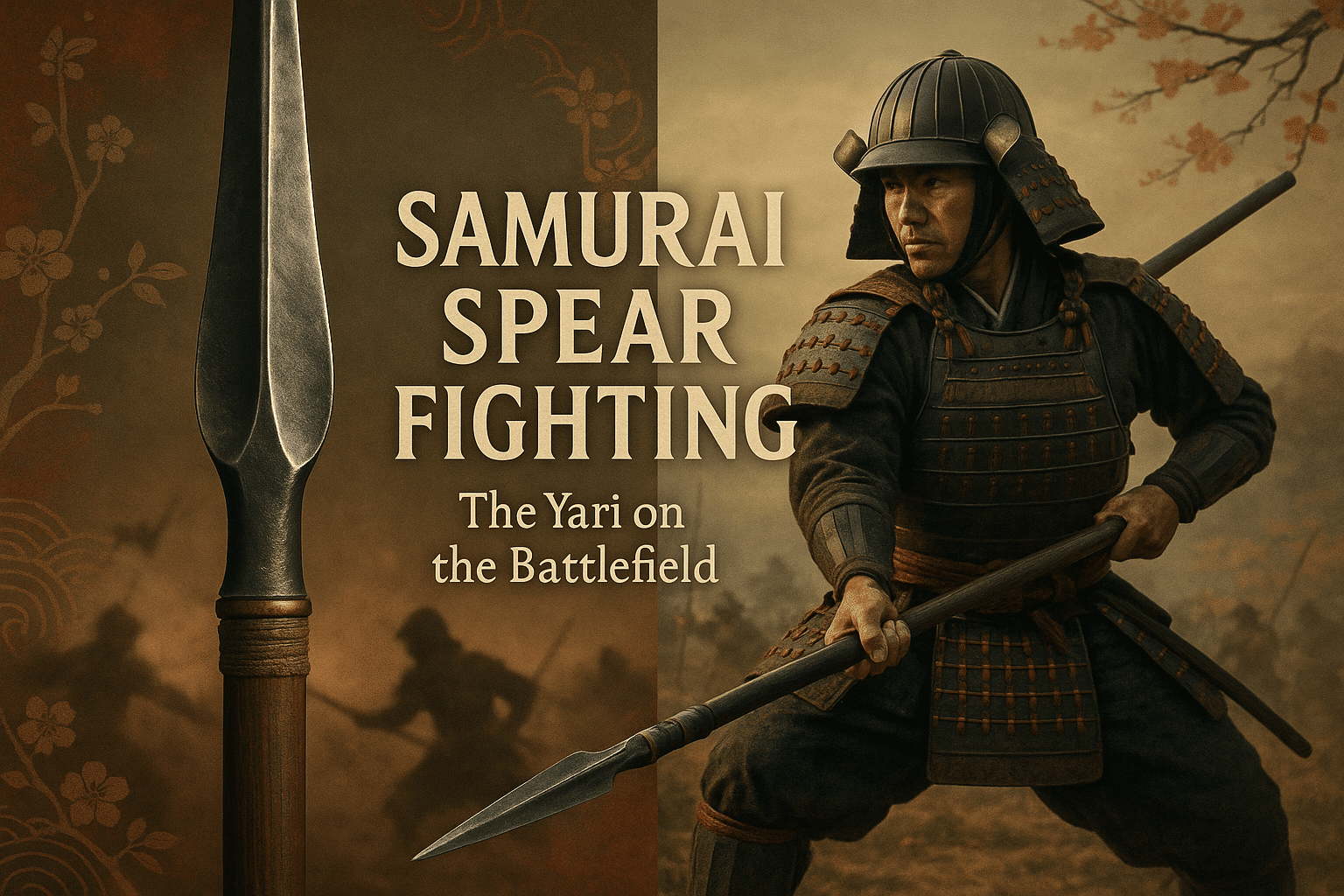alt_text: Cover design featuring a yari spear and a samurai warrior, capturing samurai culture and warfare.